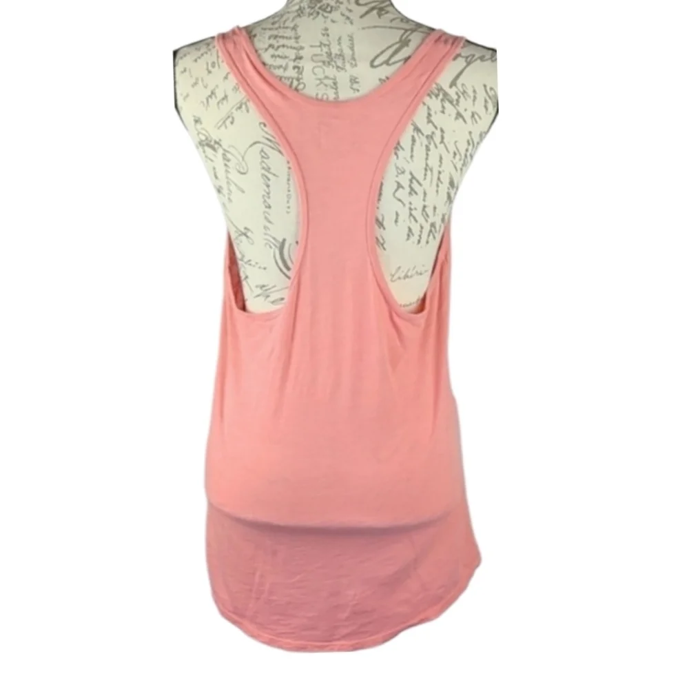 American Eagle Tropical Peach Pink/Orange Racerback Tank Top Tee, Size L - Picture 2 of 4